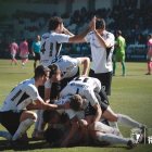 Los jugadores del Burgos celebran un gol en el partido de hoy. BURGOS CF