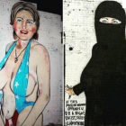 La dos imágenes de Hillary, en Melbourne.-TWITTER