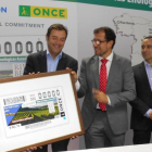 Francisco Sardón, Javier Ramírez, Ismael Pérez y Enrique Pascual, ayer, durante la presentación del cupón en Roa.-L.V.