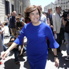 Soraya Sáenz de Santamaría, frente al Congreso de los Diputados, el pasado 19 de junio.-/ DAVID CASTRO