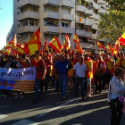 Cabecera de la manifestación a favor de la unidad de España que el sábado tuvo lugar por las calles de Mataró.-/ JOAN SALICRÚ