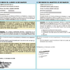 DOS EXPEDIENTES DISTINTOS EN 18 HORAS. Entre estos dos expedientes pasan 18 horas y dos cambios. En el primero, del día 14, aparece la suspensión de militancia hasta en dos apartados –en la imagen remarcados en amarillo–, que ya en el de ayer desaparecen.-E.M.