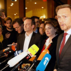 El líder de los liberales, Christian Lindner, hace declaraciones a la prensa tras la ruptura de las negociaciones para formar un nuevo Gobierno.-AFP / ODD ANDERSEN