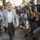 Rajoy a su llegada al congreso del PP en Valencia.-MIGUEL LORENZO
