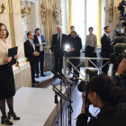 Sara Danius, secretaria permanente de la Academia Sueca, el año pasado durante el anuncio del Nobel de LIteratura para Bob Dylan.-JONAS EKSTROMER / AP