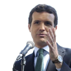 El presidente del PP, Pablo Casado, en un acto en Madrid para presentar a los candidatos al Congreso y al Senado.-DAVID CASTRO