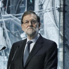 Mariano Rajoy, el pasado 28 de marzo, durante su intervención en la inauguración de una jornada sobre infraestructuras en Barcelona.-EFE