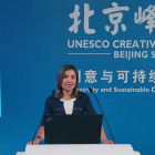 La concejal Carolina Blasco en su intervención en Pekín.-ECB