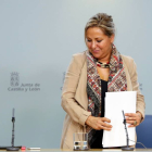 La vicepresidenta de la Junta y portavoz, Rosa Valdeón, durante la rueda de prensa posterior a la reunión del Consejo de Gobierno de Castilla y León-Ical