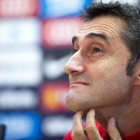 Ernesto Valverde, en la rueda de prensa previa al partido con el Eibar.-JORDI COTRINA