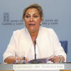 La vicepresidente, Rosa Valdeón, en la rueda de prensa posterior al Consejo de Gobierno.-ICAL