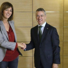 La socialista Idoia Mendia y el lendakari Iñigo Urkullu, durante una reunión en el 2015.-EFE / JOSÉ RAMÓN GÓMEZ