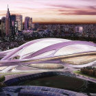 Imagen virtual del proyecto de Zaha Hadid para el nuevo estadio olímpico de Tokio, que debería albergar los Juegos del 2020 pero que finalmente será retomado desde cero.-Foto: AP