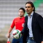 Miguel Ángel Tena durante un encuentro de la pasada campaña en el banquillo del Racing de Ferrol.-