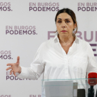 Marga Arroyo, durante la presentación de su candidatura por Podemos a la Alcaldía de Burgos. SANTI OTERO