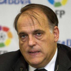 Javier Tebas durante una rueda de prensa de la LFP.-Foto: EFE / SALVADOR SAS
