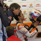 Dani Pedrosa se prepara para reaparecer en el Mundial sobre su Honda RC213V en el circuito de Le Mans.-Foto: EMILIO PÉREZ DE ROZAS (Enviado especial)