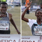Ayalew y Teferi cruzan la meta en la edición de 2016.-SANTI OTERO