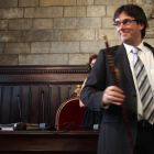 Carles Puigdemont, durante su toma de posesión como alcalde de Girona.-/ JOAN CASTRO