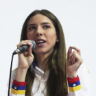 Fabiana Rosales, esposa de Juan Guaidó en un gira por Perú.-AP