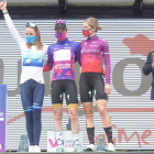 Imagen del podio final de laVuelta a Burgos, formado por las holandesas Van der Breggen, Van Vleuten y Vollering. R. ORDÓÑEZ
