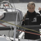 Greta Thunberg, a bordo del ’Malizia II’, a su llegada a Nueva York.-AP / KIRSTY WIGGLESWORTH
