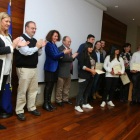Los consejeros de Economía y Hacienda y Educación, Pilar del Olmo y Fernando Rey, durante la entrega de los XIV Premios de Estadística en Ponferrada-Ical