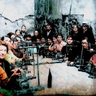 Reconstrucción coloreada de unas calcetineras de Pradoluengo de principios del siglo XX.-ECB