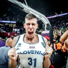 Cancar celebra el título conseguido por Eslovenia en el último Eurobasket.-FIBA EUROPE
