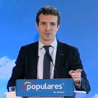 Pablo Casado, presidente del PP, interviene en un acto en Ferrol (A Coruña).-EL PERIÓDICO