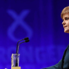 Nicola Sturgeon habla en la conferencia del SNP.-