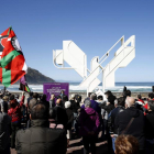 Podemos, que se unió a las pasadas celebraciones del Aberri Eguna, no ha logrado convencer a jueza Garbiñe Biurrun para que sea su candidada a lendakari.-EFE / JAVIER ETXEZARRETA