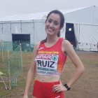 Cristina Ruiz sonríe una vez concluida la prueba en tierras lusas.-@ATLETISMORFEA