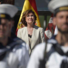 Carmen Calvo, el pasado 10 de agosto, en Sevilla, durante la celebración del quinto aniversario de la primera vuelta al mundo.-AFP / CRISTINA QUICLER