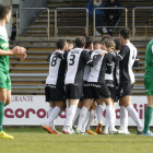 Los jugadores del Burgos CF celebran el primer gol que consiguieron ante el Racing de Ferrol.-SANTI OTERO
