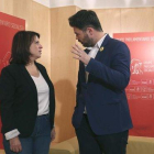 Adriana Lastra (PSOE) y Gabriel Rufián (ERC), el pasado junio en el Congreso de los Diputados.-
