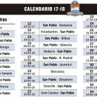 Calendario del San Pablo Burgos para la temporada 17/18.--ECB