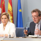 La vicepresidenta y portavoz de la Junta de Castilla y León, Rosa Valdeón, y el consejero de la Presidencia, José Antonio de Santiago-Juárez, comparecen en rueda de prensa posterior al Consejo de Gobierno-ICAL