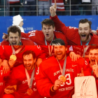 Los jugadores rusos celebran la medalla de oro conquistada ante Alemania.-/ EFE