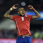 Arturo Vidal celebra el tanto logrado en los penaltis.-Foto: AFP