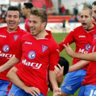Javilillo celebra uno de los goles que logró el pasado curso con La Roda.-