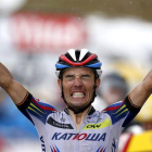 El ciclista español Joaquim "Purito" Rodríguez, del equipo Katusha, celebra su victoria en la decimosegunda etapa del Tour de Francia.-Foto: YOAN VALAT/ EPA