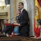 El rey Felipe VI durante el discurso que pronunció con motivo del 40º aniversario de las elecciones de 1977.-CHEMA MOYA (EFE)