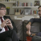 Ricard Ustrell entrevista a Puigdemont para Quatre Gats-TV3