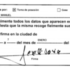 Firma de José Manuel Soria en la declaración de bienes que presentó en el Congreso.-