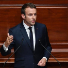 Macron, durante su discurso en Versalles.-ERIC FEFERBERG / AFP