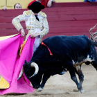 El novillero Alejandro Gardel cortó tres orejas ayer en Huerta de Rey.-ECB