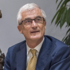 El ministro-presidente de Flandes, Geert Bourgeois, durante una reunión con Quim Torra en el Palau el pasado julio.-FERRAN SENDRA