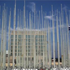 Vista de la embajada de EEUU en la capital de Cuba antes de la ceremonia de izada de la bandera estadounidense de este viernes.-EFE / ALEJANDRO ERNESTO