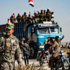 Fuerzas sirias llegan a la ciudad de Tal Tamr.-